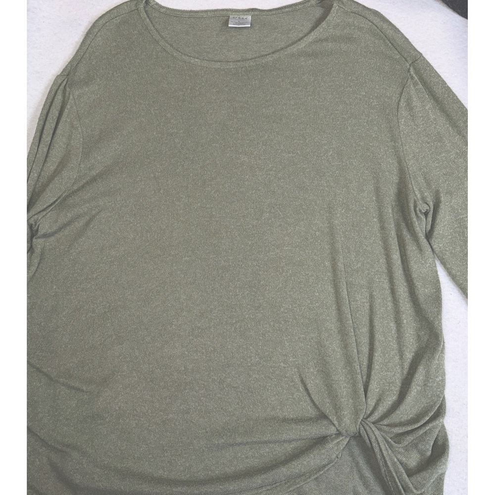 Serra Women's Top Size L Green Side Knot 3/4 Sleeve Stretch Casual Blouse